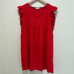Umgee V-Neck Dress with Ruffled Sleeves